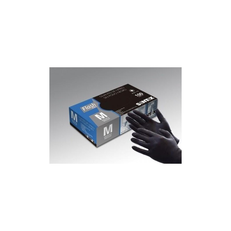 GUANTES DE NITRILO NEGRO SANTEX FLASH GD 23 1ª CAL. (CAJA 100 uds.)