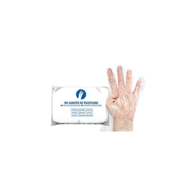 GUANTES PLASTICO POLIETILENO TRANSPARENTE (PAQ. 100 uds.)