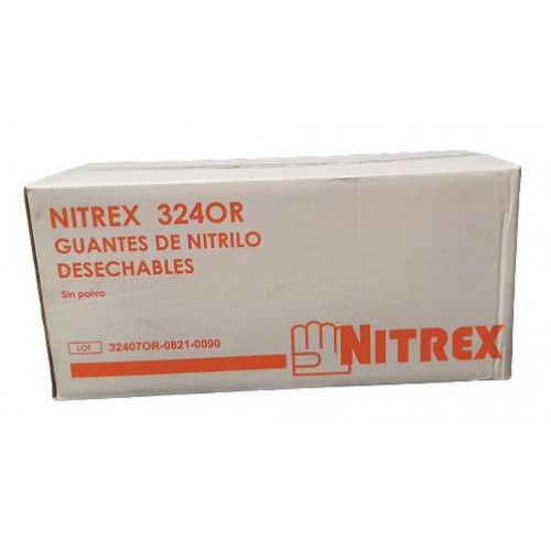 GUANTES DE NITRILO NARANJA ANTIDESLIZANTES NITREX (CAJA 100 uds.)